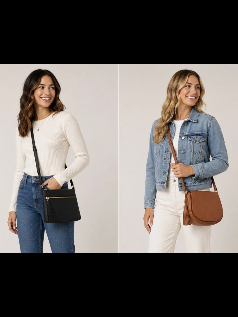 Women's Tassel Crossbody Purse Lot of 2: Gap Black Purse & Brown Old Navy Purse